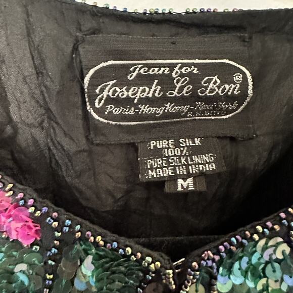 Vintage Jean for Joseph Le Bon Silk Sequin Beaded Evening Jacket Medium Cruise - Picture 3 of 11
